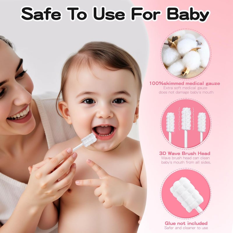 RoseFish 50Pcs Baby Tongue Cleaner for 0-36 Month No Glue Disposable Baby Mouth Oral Cleaner Infant Toothbrush Gum Cleaner 3D Soft Infant Tongue Cleaner+1PCS Finger Toothbrush - Image 4